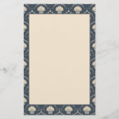 Diepblauw en Crème Schelp Patroon Persoonlijk Briefpapier (Achterkant)