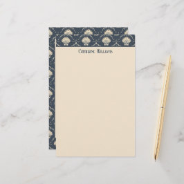 Diepblauw en Crème Schelp Patroon Persoonlijk Briefpapier