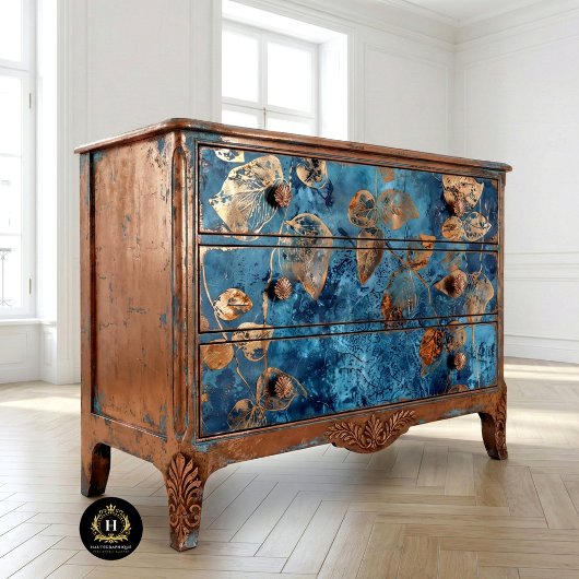 Diepblauw en Goud Blad Tissuepapier