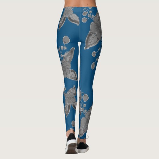 Diepblauw en grijs Stijlvolle Leggings (Achterkant)