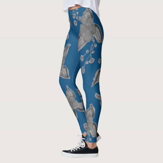 Diepblauw en grijs Stijlvolle Leggings (Links)
