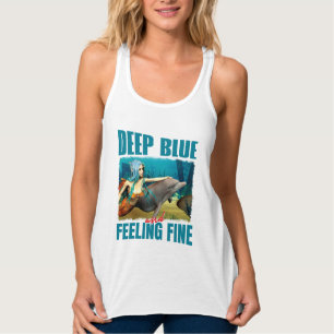 Diepblauw en Voel me Prima Zeemeermin en Dolfijn Tanktop