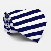 Diepblauw en wit horizontaal gestreept Stropdas (Opgerold)