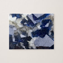 Diepblauw Fluoriet Kristal Schilfer Calciet Minera