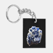 Diepblauw Fluoriet Kristal Schilfer Calciet Minera Sleutelhanger (Voorkant Links)