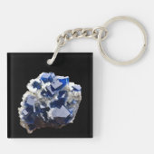 Diepblauw Fluoriet Kristal Schilfer Calciet Minera Sleutelhanger (Achterkant)