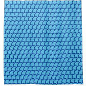 Diepblauw geometrisch schubbenpatroon douchegordijn (Voorkant)