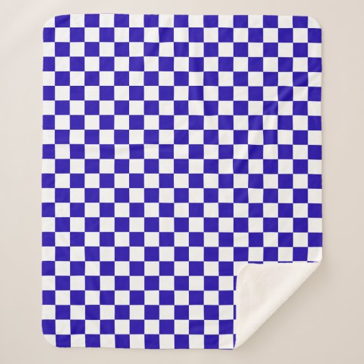 Diepblauw geruit sherpa deken (Voorkant)