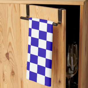 Diepblauw geruit theedoek