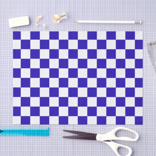 Diepblauw geruit tissuepapier (Craft)
