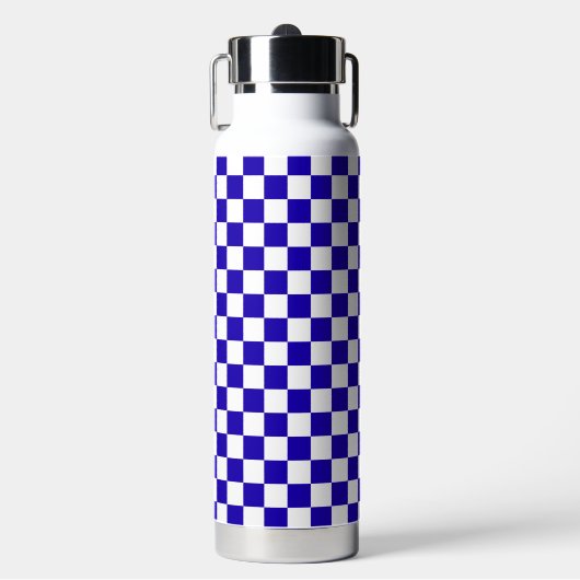 Diepblauw geruit waterfles (Voorkant)