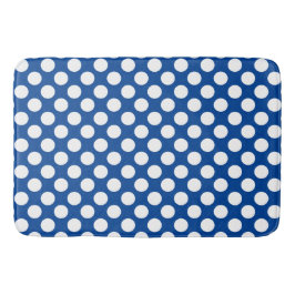 Diepblauw: Groot wit polkadotpatroon Badmat