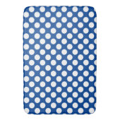 Diepblauw: Groot wit polkadotpatroon Badmat (Voorkant Verticaal)