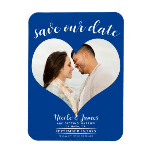 Diepblauw Hart Foto Trouw Save the Date Magneet