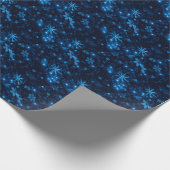 Diepblauw & Helder Sneeuwvlokken die Document verp Cadeaupapier (Hoek)