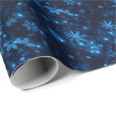 Diepblauw & Helder Sneeuwvlokken die Document verp Cadeaupapier (Rol Hoek)