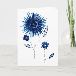 Diepblauw Indigo Aquarel Korenbloem Groet Ka Kaart
