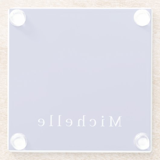 Diepblauw Kleur Plain Moderne Eigen Naam Minimalis Glazen Onderzetter (Achterkant)