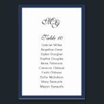 Diepblauw Lijst. Moderne stijlvolle bruiloft Kaart<br><div class="desc">Eenvoudig marineblauw Lijst. Elegante bruiloft Enige zitplattegrond Tafelnummer.</div>