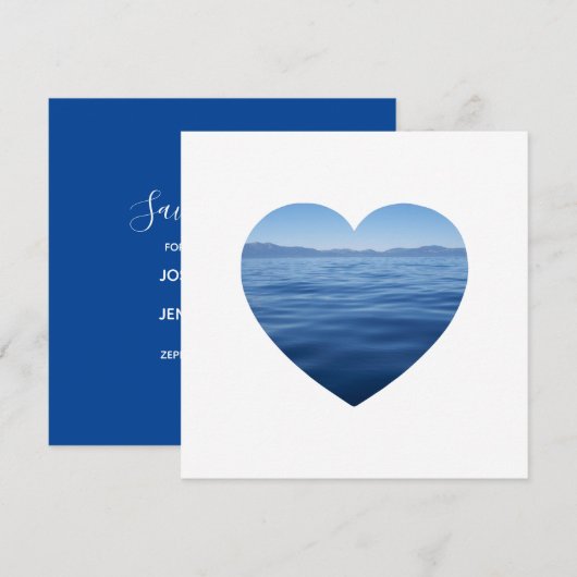 Diepblauw Meer Tahoe Hart Foto Save the Date (Voorkant / Achterkant)