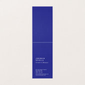 Diepblauw minimalistisch modern premium linnen visitekaartje (Buitenkant ongevouwen)