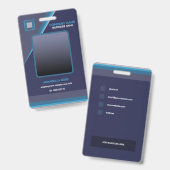 Diepblauw modern zakelijk ID-badge Badge (Voor- en achterkant)