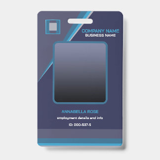 Diepblauw modern zakelijk ID-badge Badge