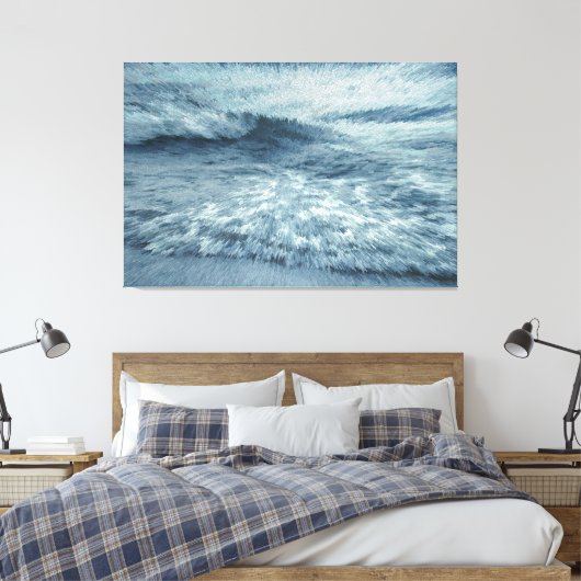 Diepblauw noordelijk strand met crashende golven canvas afdruk (Insitu (Slaapkamer))