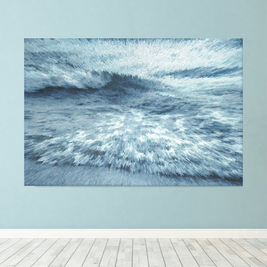 Diepblauw noordelijk strand met crashende golven canvas afdruk (Insitu (Houten vloer))