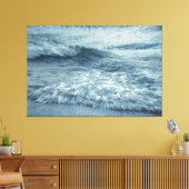 Diepblauw noordelijk strand met crashende golven canvas afdruk (Insitu (Woonkamer))