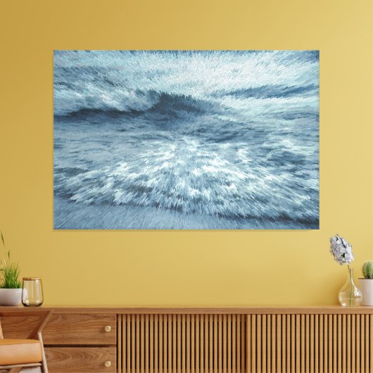 Diepblauw noordelijk strand met crashende golven canvas afdruk (Insitu (Woonkamer))