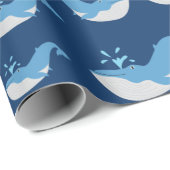 Diepblauw Oceaanwalvispatroon Cadeaupapier (Rol Hoek)