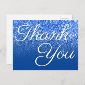Diepblauw Ombre Bokeh Glitter Bedankt Briefkaart (Voorkant / Achterkant)