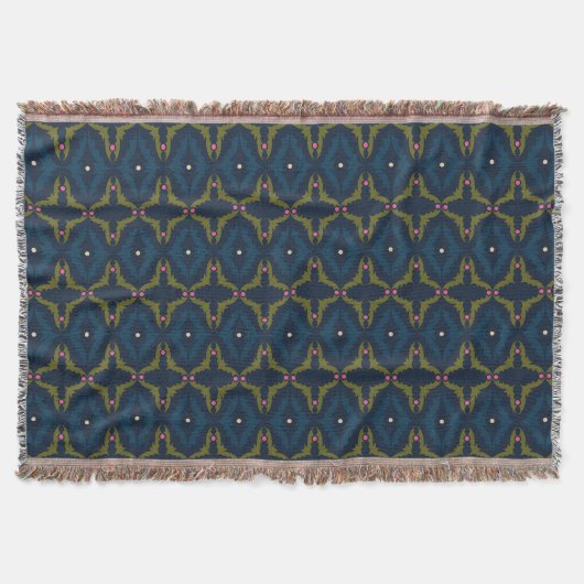 Diepblauw Retro Vintage Patroon Deken (Voorkant)