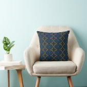Diepblauw Retro Vintage Patroon  Kussen (Stoel)