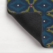 Diepblauw Retro Vintage Patroon Muismat (Hoek)