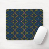 Diepblauw Retro Vintage Patroon Muismat (Met muis)