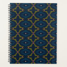 Diepblauw Retro Vintage Patroon Planner