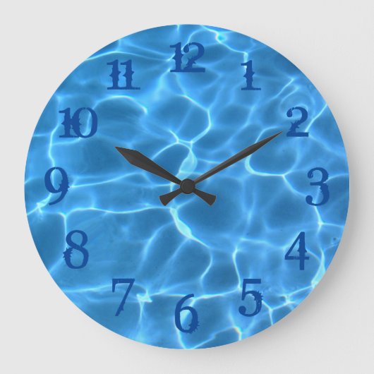 Diepblauw spattende cijfers Aqua zwembad Grote Klok (Voorkant)