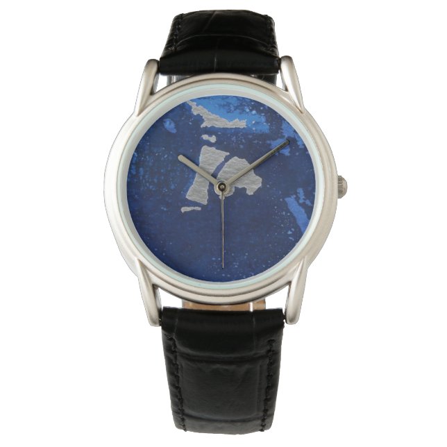 Diepblauw water, onderzeese loopgraven grijs accen horloge (Voorkant)