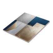 Diepblauw, wit en gouden geometrische tegeltje (Zijkant)