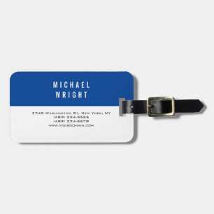 Diepblauw Wit Modern Eenvoudig Minimalistisch Bagagelabel