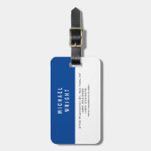 Diepblauw Wit Modern Eenvoudig Minimalistisch Bagagelabel (Voorkant verticaal)