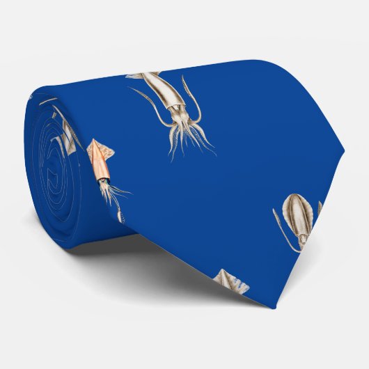 Diepblauw Zee inktvispatroon Stropdas (Opgerold)