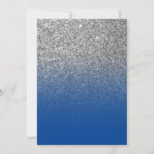 Diepblauw zilveren ombre glitter save the date kaart (Achterkant)