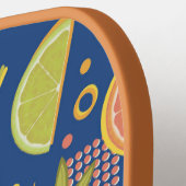 Diepblauwe 80’s citrusvruchten plakjes pickleball paddle (Links Detail)