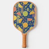 Diepblauwe 80’s citrusvruchten plakjes pickleball paddle (Achterkant)