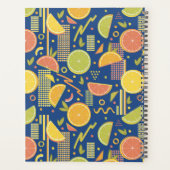 Diepblauwe 80’s citrusvruchten plakjes planner (Achterkant)