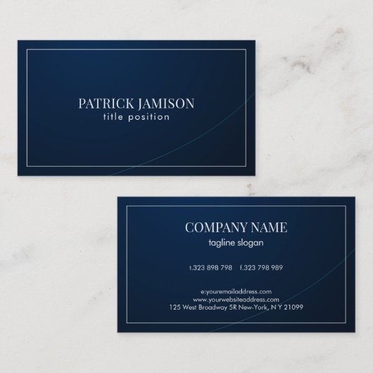 Diepblauwe achtergrond visitekaartje (Voorkant / Achterkant)