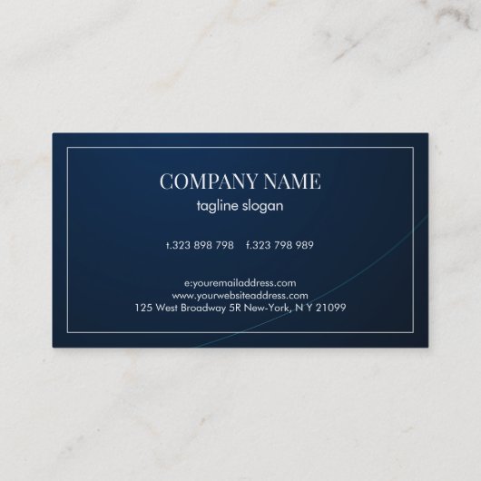 Diepblauwe achtergrond visitekaartje (Achterkant)